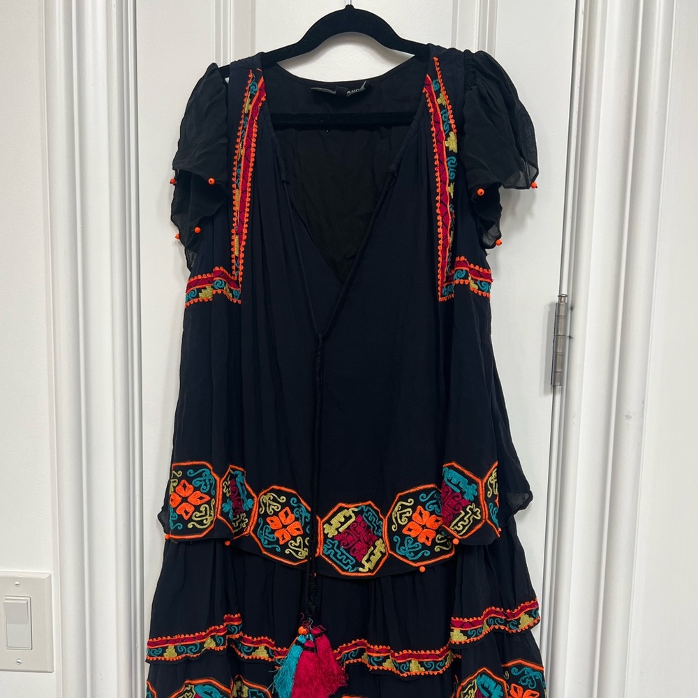 Hermant & Nandita Dress- black and neon with tassels